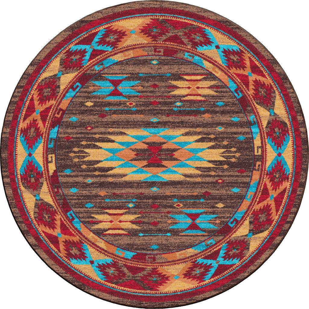 Ohtli Multi Color Aztec Round Area Rug - Your Western Decor