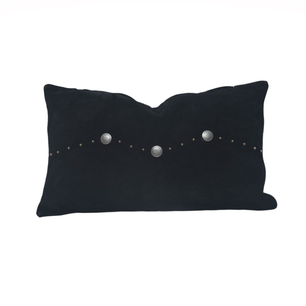 Black suede leather accent lumbar pillow - Your Western Decor