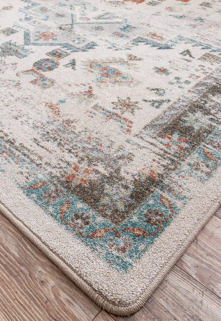 Persian Version Distressed Area Rug Corner Detail - Made in the USA - Your Western Decor