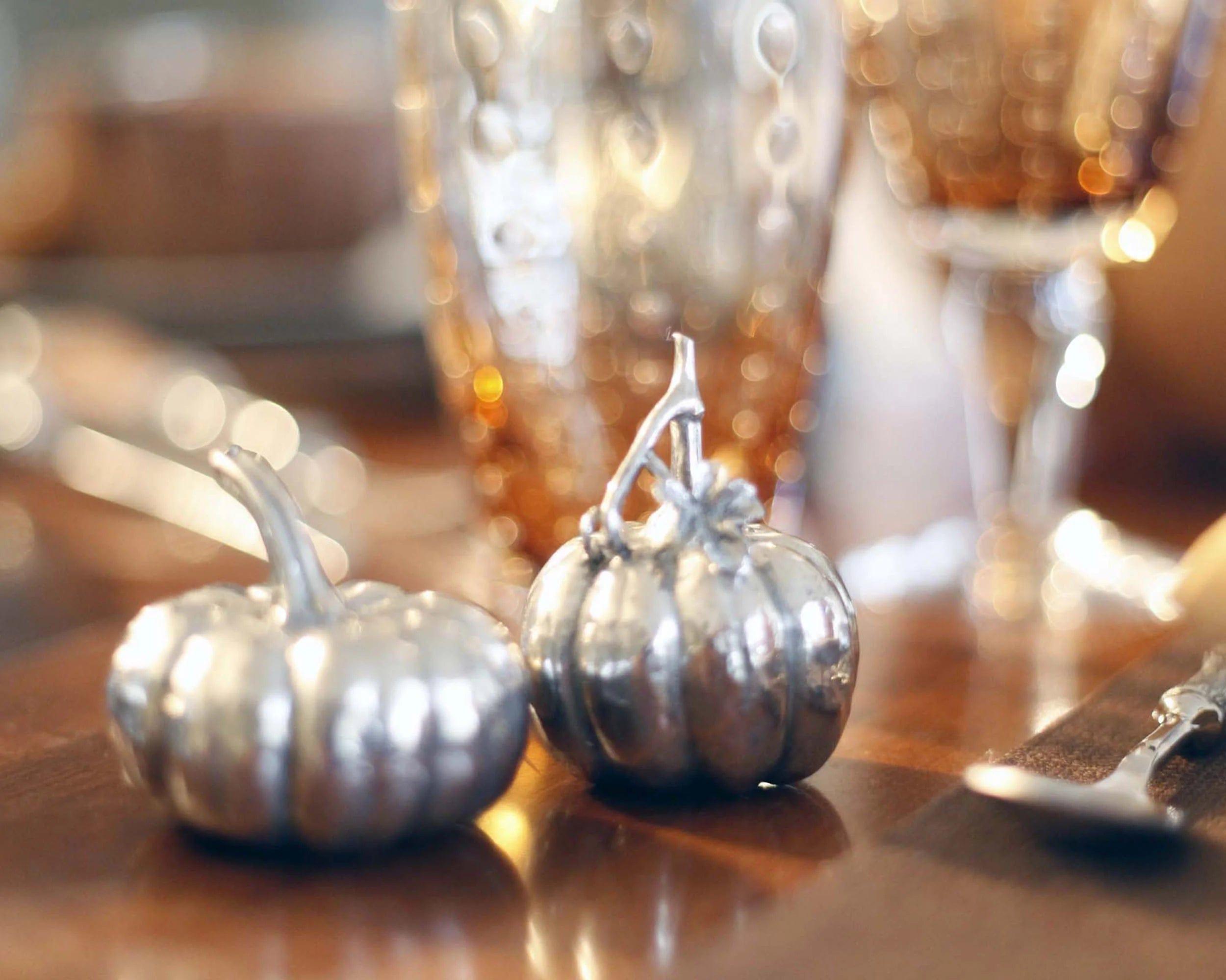 Pewter Thanksgiving Pumpkin Salt & Pepper Shakers • Your Western Decor