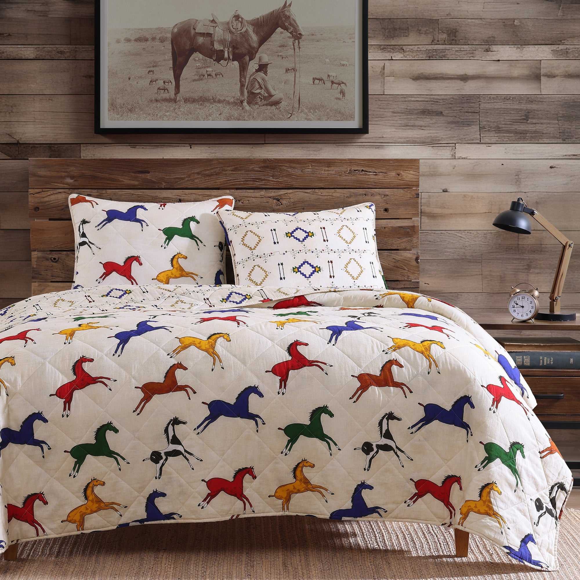 Victorian Horses Reversible Quilt Set - Your Western Decor