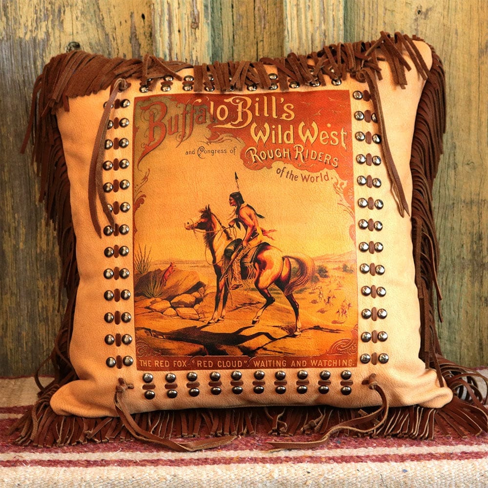 Red Cloud Vintage Leather Poster Pillow - Made in the USA - Your Western Decor 