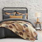 Roam Free Reversible Quilt Set with buffalo 