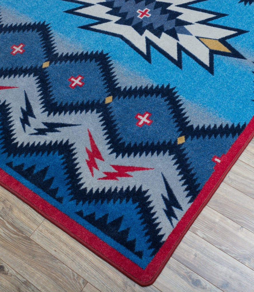 Southwest Denim Area Rug Corner Detail - Made in the USA - Your Western Decor