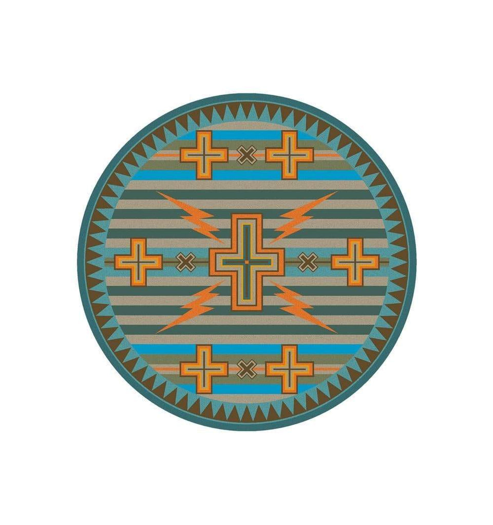 Tempest Turquoise Southwest 8' Round Area Rug - Made in the USA - Your Western Decor