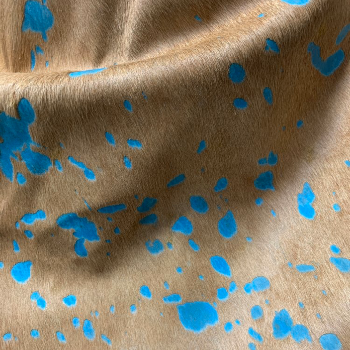 Acid Wash Tan/Turquoise Cowhide • Your Western Decorating
