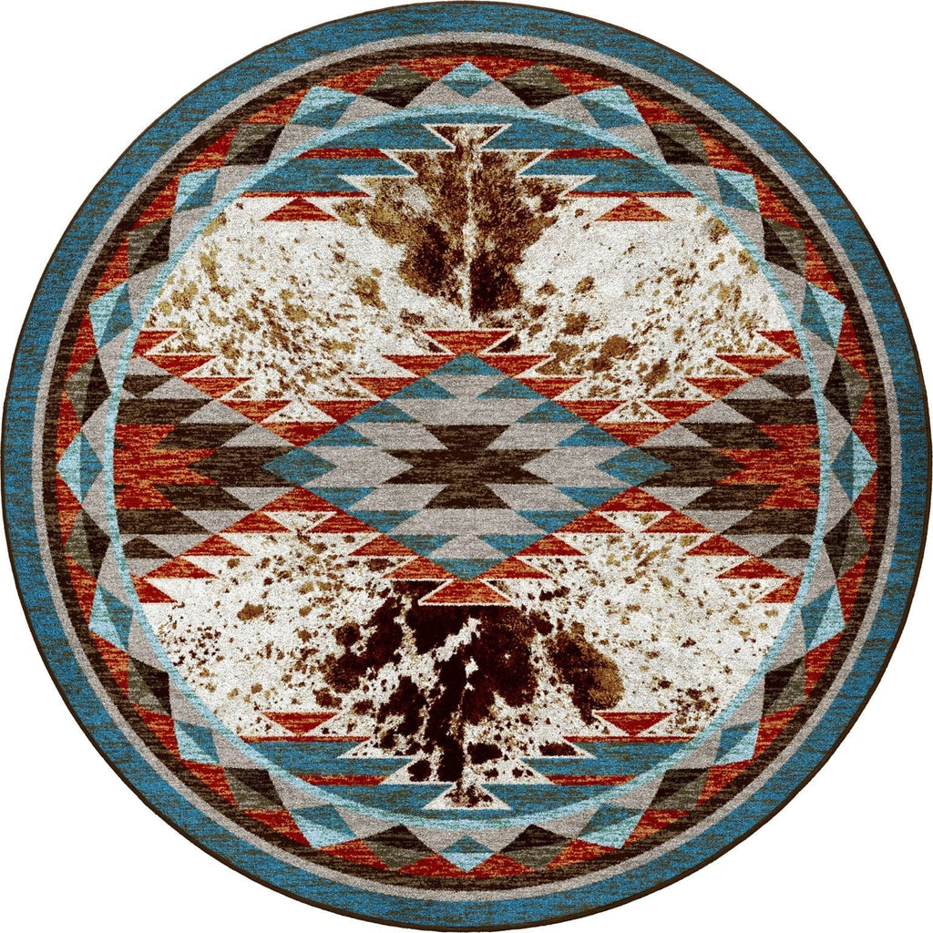 Southwestern Rancher 8' Round Area Rug - Made in the USA - Your Western Decor