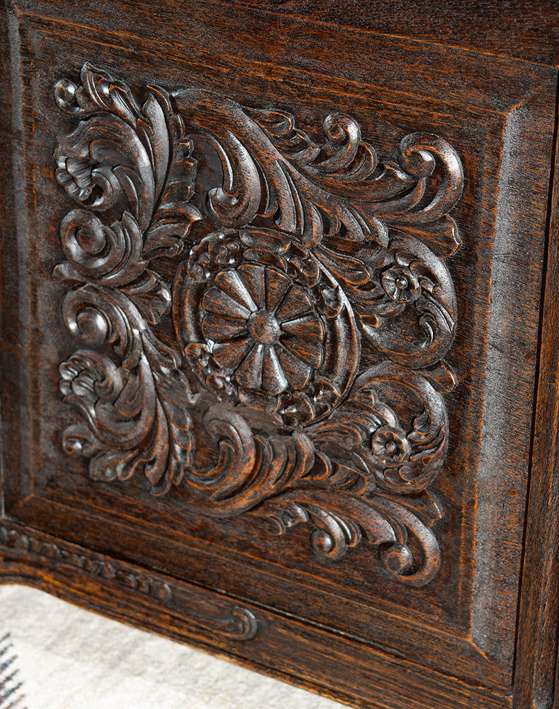 Carved front panel on Spanish Olite Executive Desk - Your Western Decor