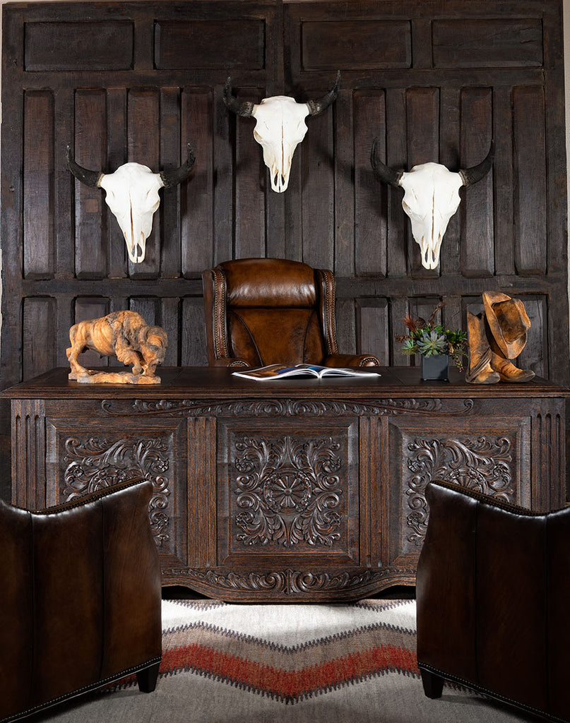 Spanish Olite Carved Executive Desk - Your Western Decor