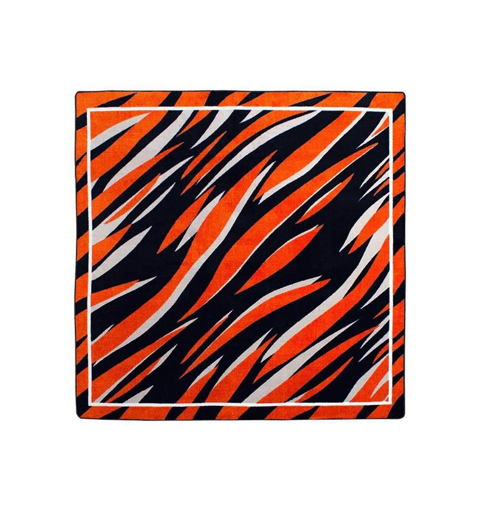 Spirit Tiger Area Rugs Black Orange and White 8' Square - Made in the USA - Your Western Decor, LLC