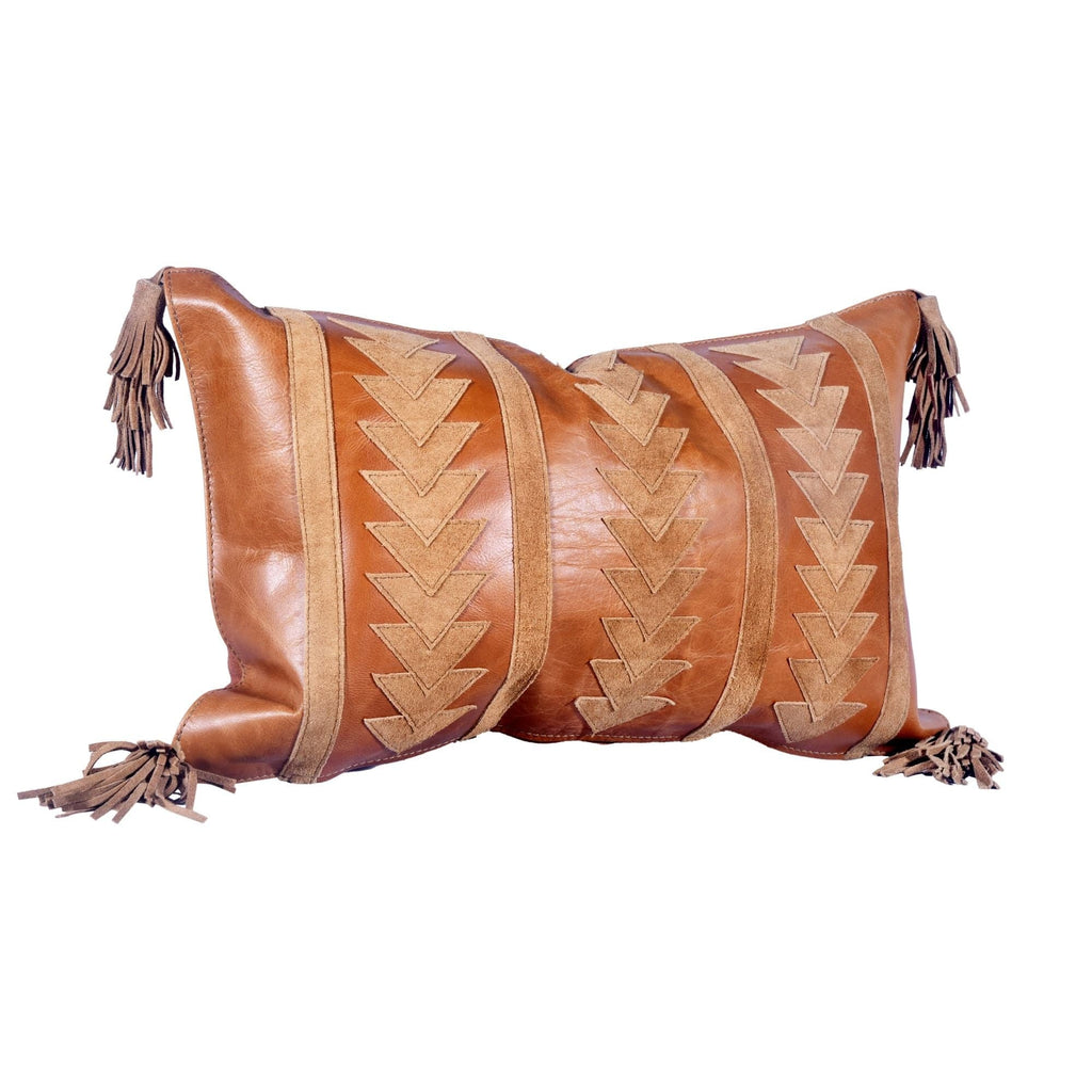 tan leather arrow patch pillow - Your Western Decor