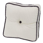 White Timberline lodge box pillow with grey accent trim and center button - Your Western Decor