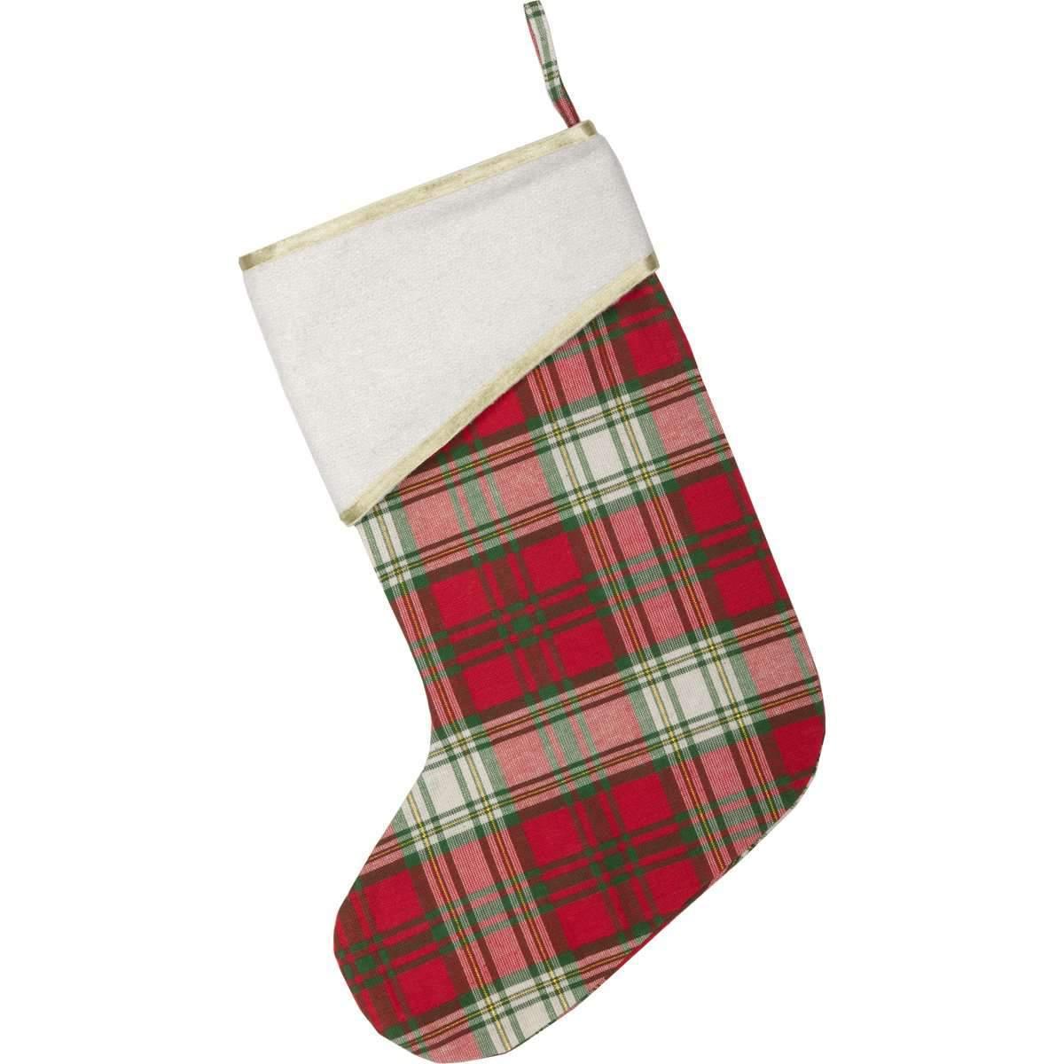 HO HO Holiday Stocking plaid reverse - Your Western Decor