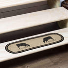 Sawyer Mill Charcoal Cow Jute Stair Tread Oval Latex 8.5x27 - Your Western Decor, LLC