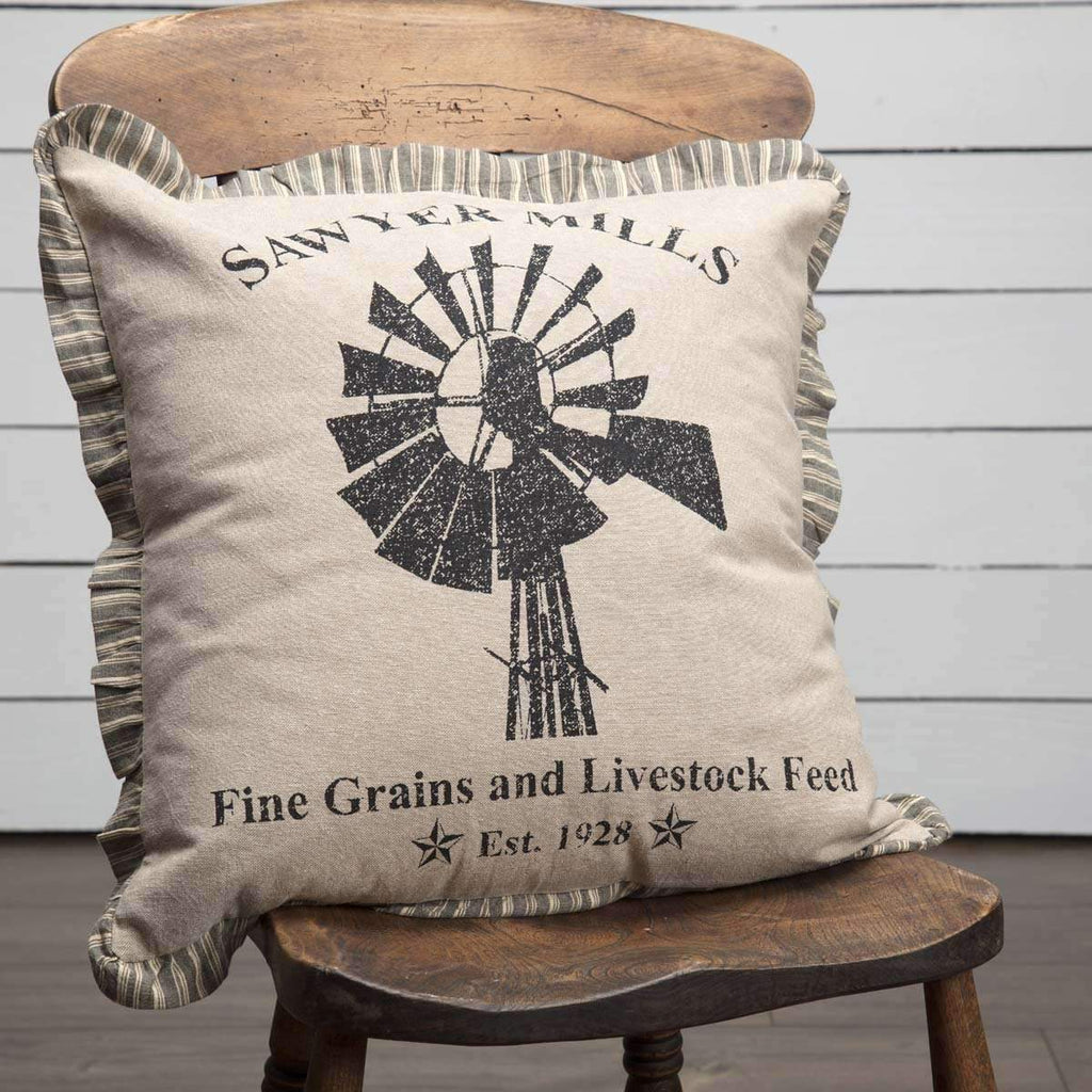 Sawyer Mill Charcoal Windmill Pillow 18x18 - Your Western Decor, LLC