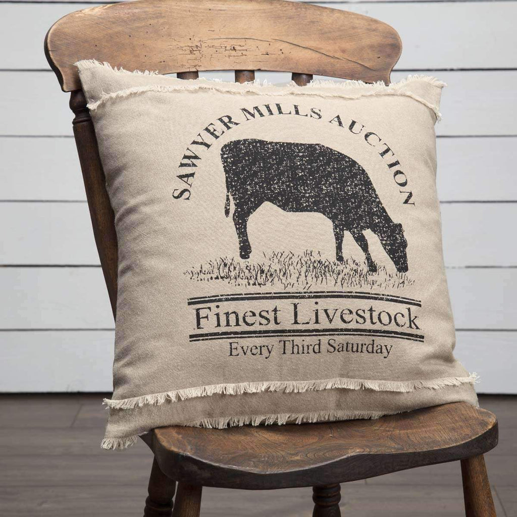 Sawyer Mill Charcoal Cow Pillow 18x18 - Your Western Decor, LLC