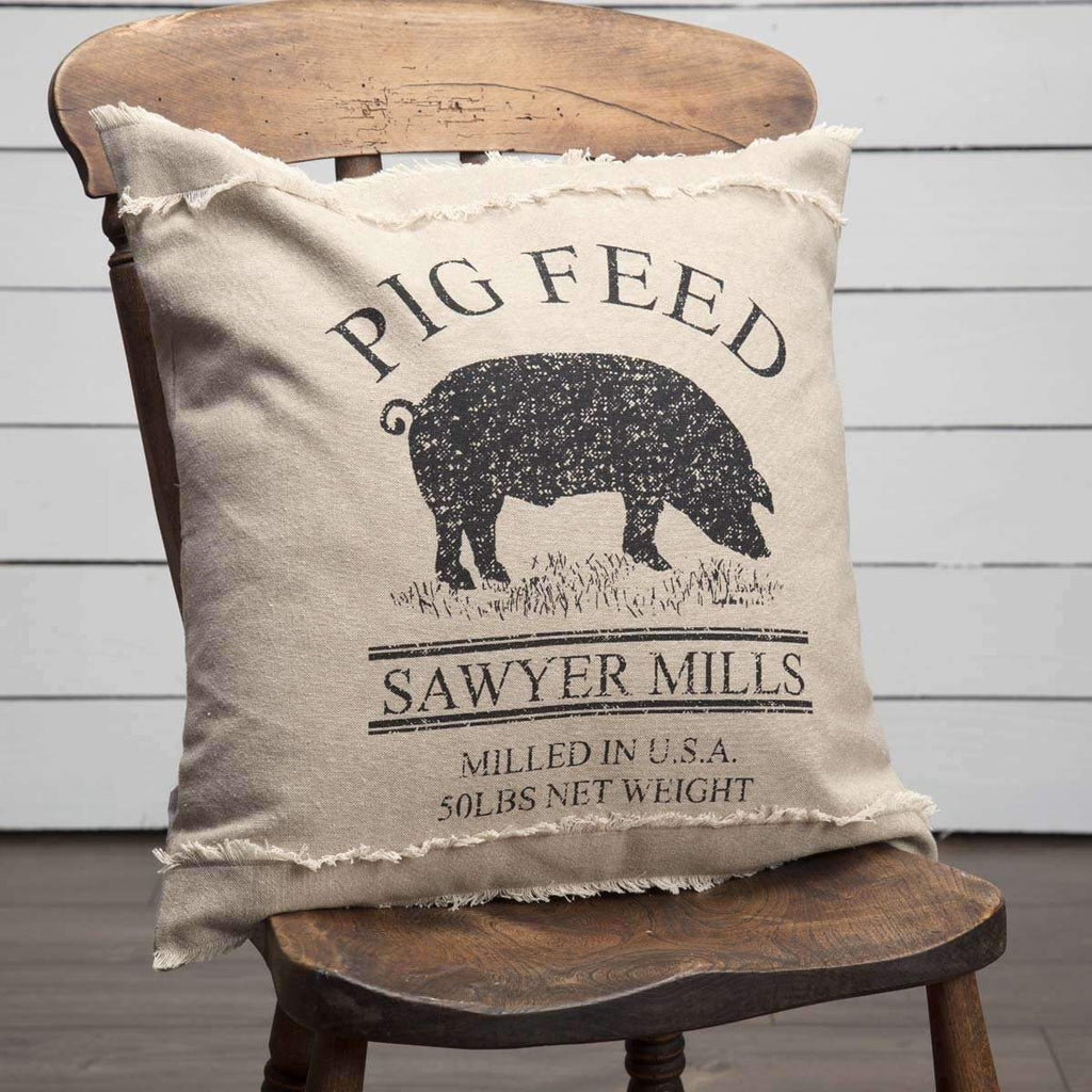 Sawyer Mill Charcoal Pig Pillow 18x18 - Your Western Decor, LLC
