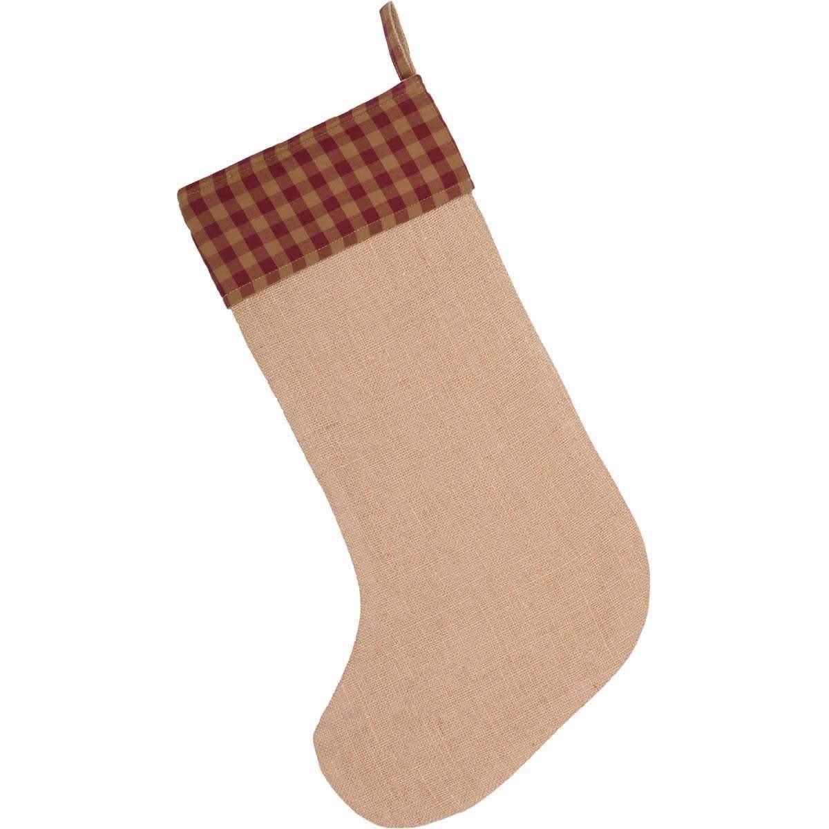 Burgundy Check Jute Stocking 12x20 - Your Western Decor, LLC