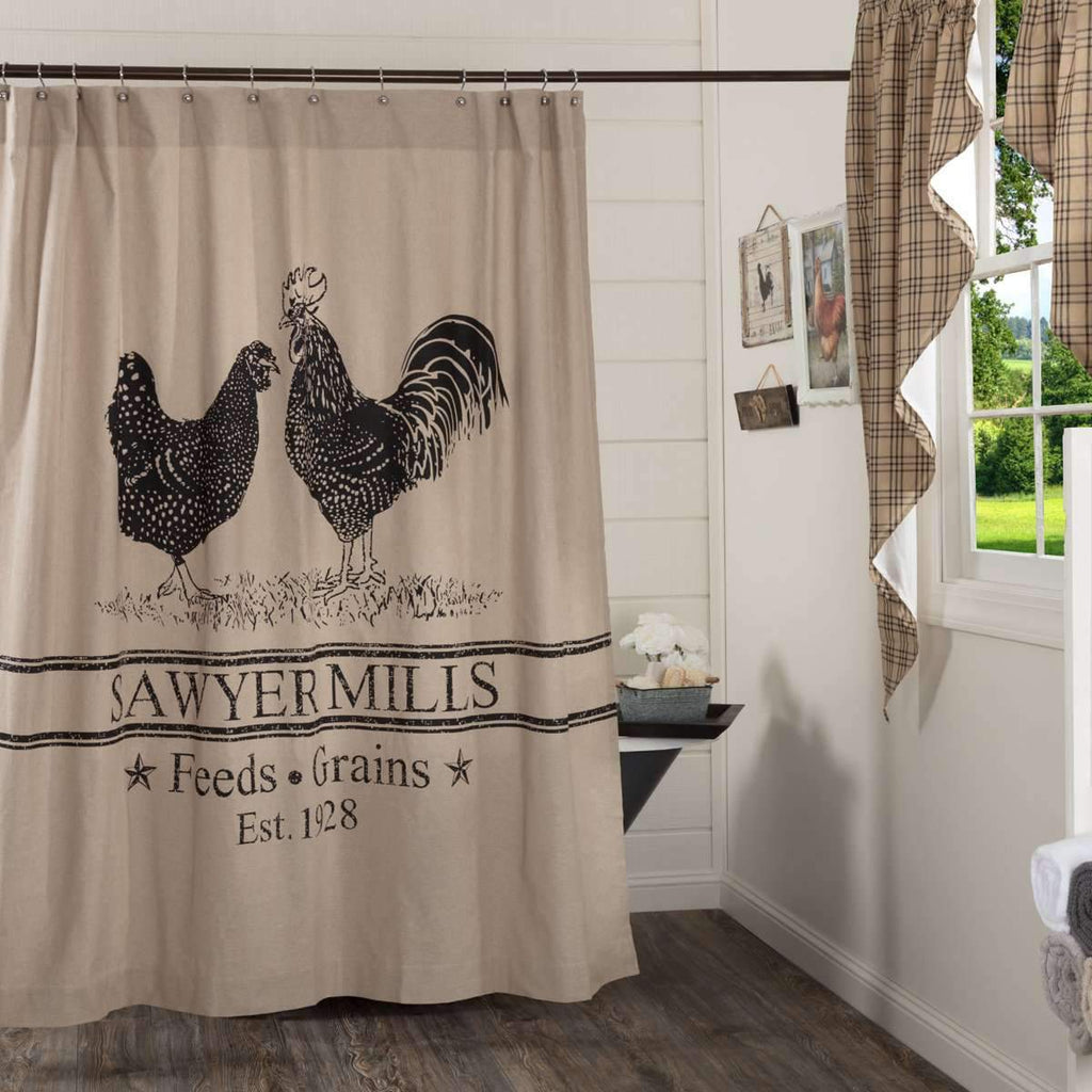 Sawyer Mill Charcoal Poultry Shower Curtain 72x72 - Your Western Decor, LLC