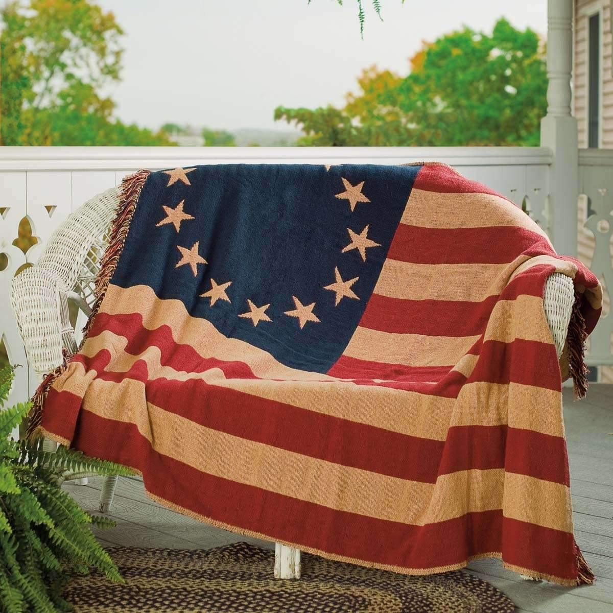 Old Glory Throw Woven 50x60 - Your Western Decor, LLC