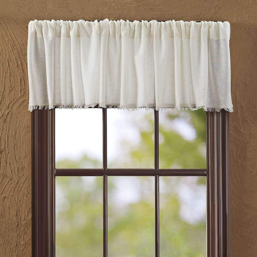 Tobacco Cloth Antique White Valance with Fringe - Your Western Decor