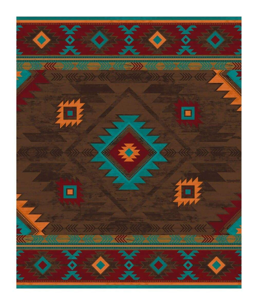 Aztec Whiskey River Rug in Turquoise XL 11x13 - Made in the USA - Your Western Decor