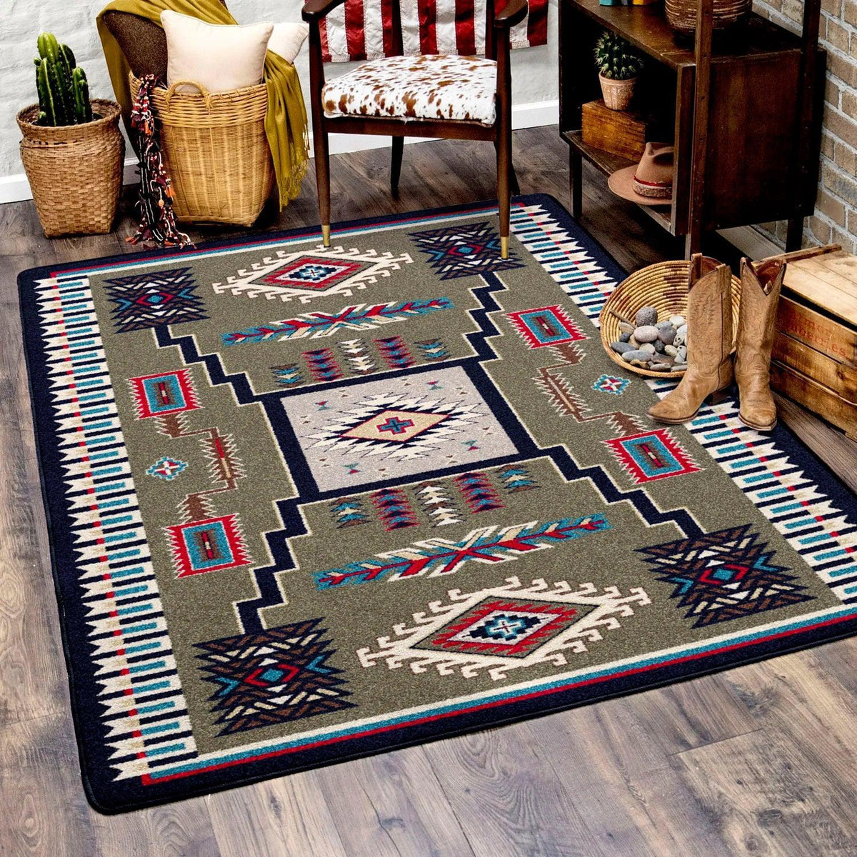 Wild Whiskey Area Rugs in Green | Western Rugs | Your Western Decor