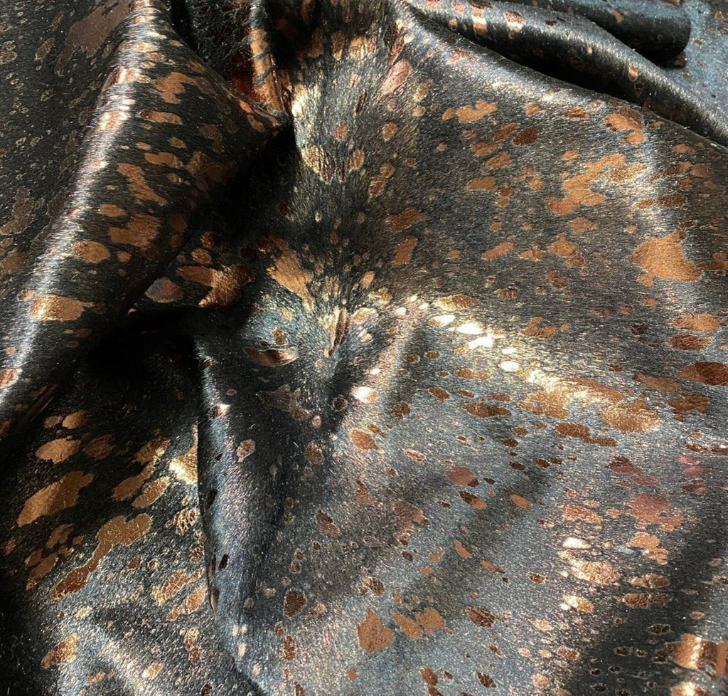 Acid Wash Copper on Black Cowhide - Your Western Decor Design Studio
