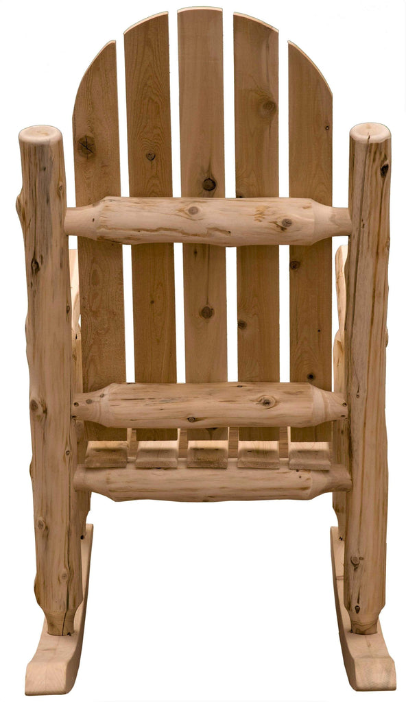 Backside of cedar log rustic rocking chair - Made in the USA - Your Western Decor