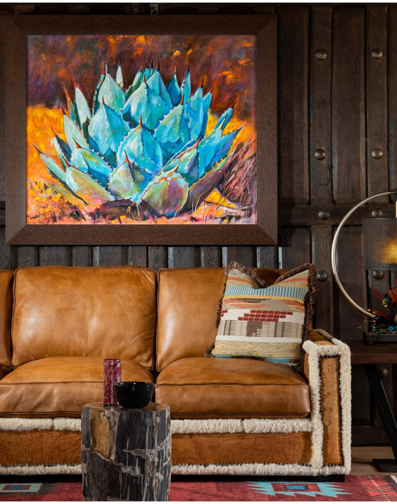 Agave Succulent Framed Art in Living Room - Your Western Decor