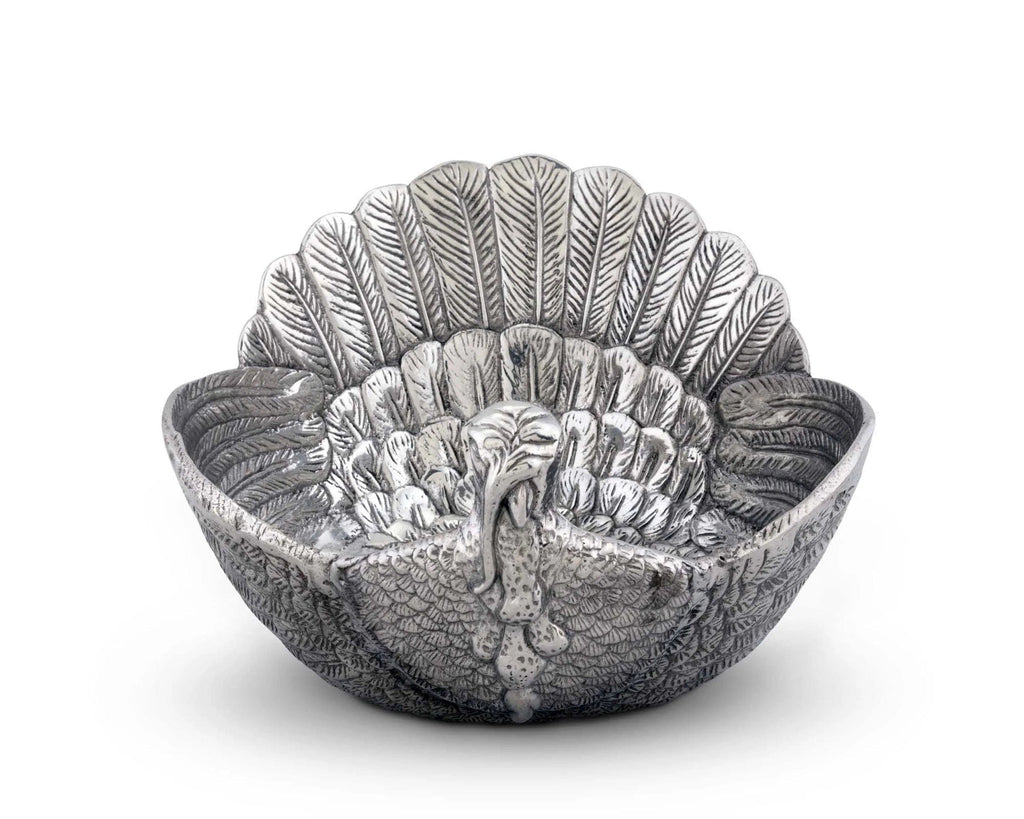 Handcrafted Aluminum Turkey Serving Bowl Front Detail - Your Western Decor