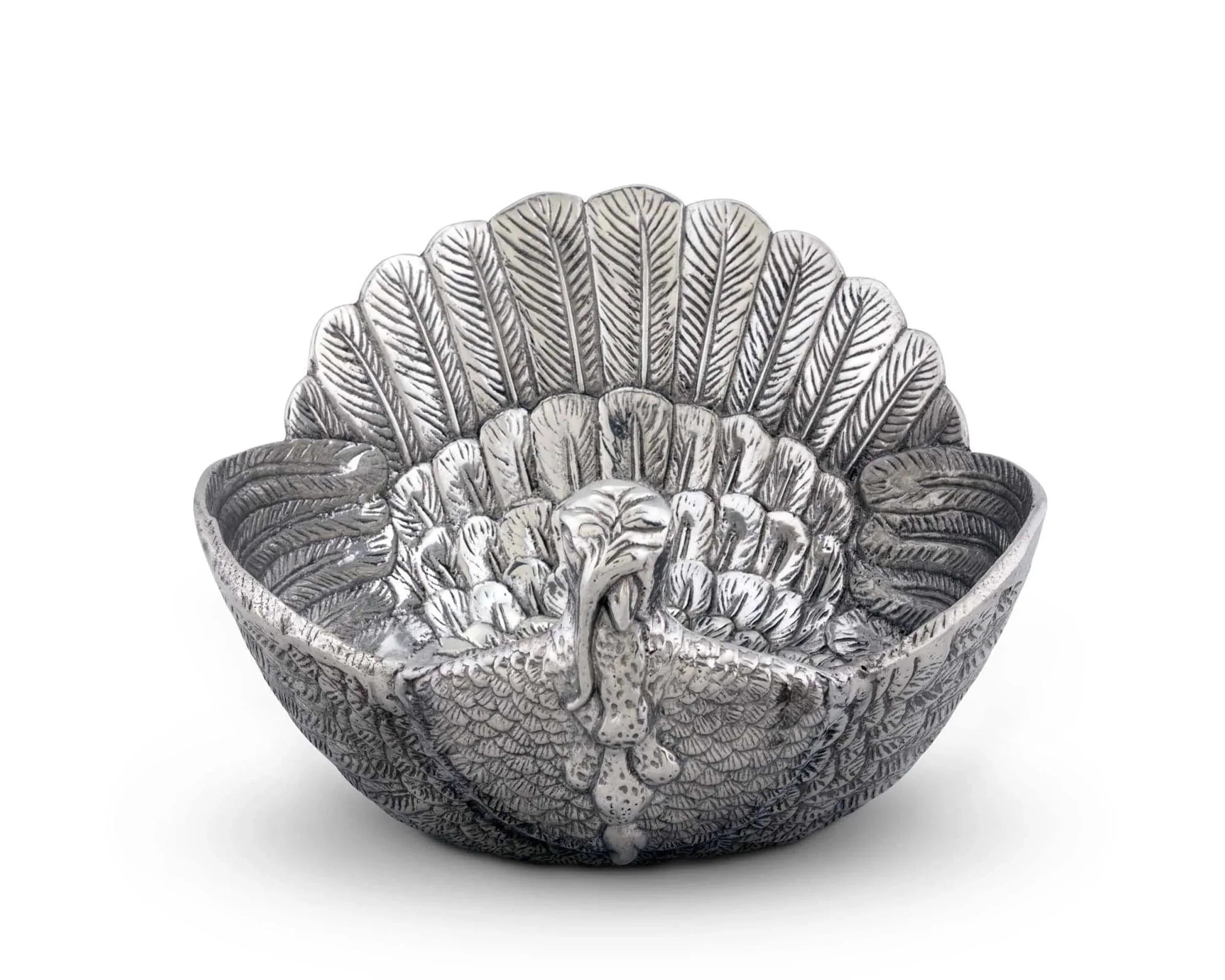 Handcrafted Aluminum Turkey Serving Bowl Front Detail