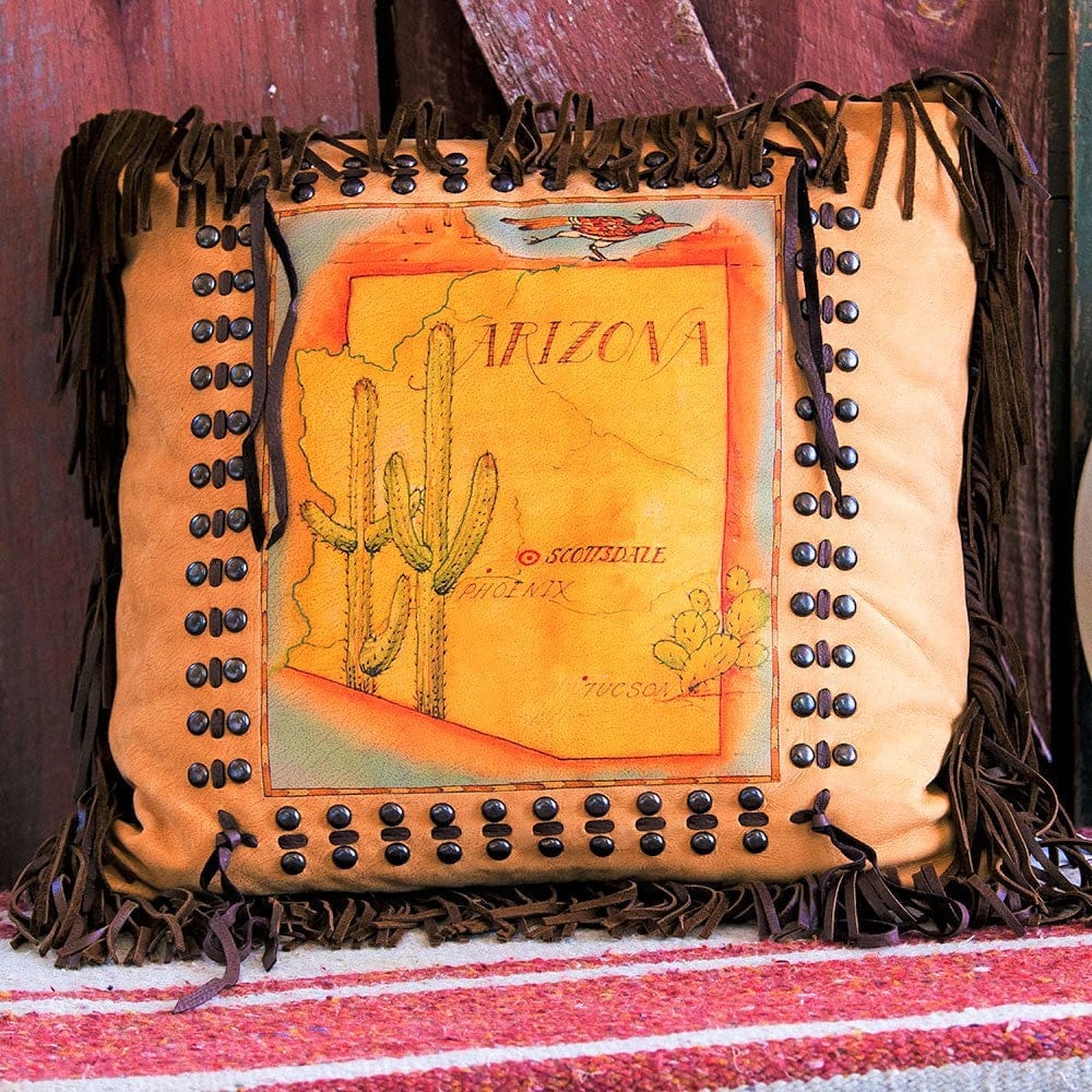 Leather Arizona State Accent Pillow - Your Western Decor, LLC