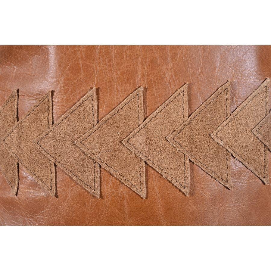 Tan Leather Arrow Patch Pillow detail - Your Western Decor