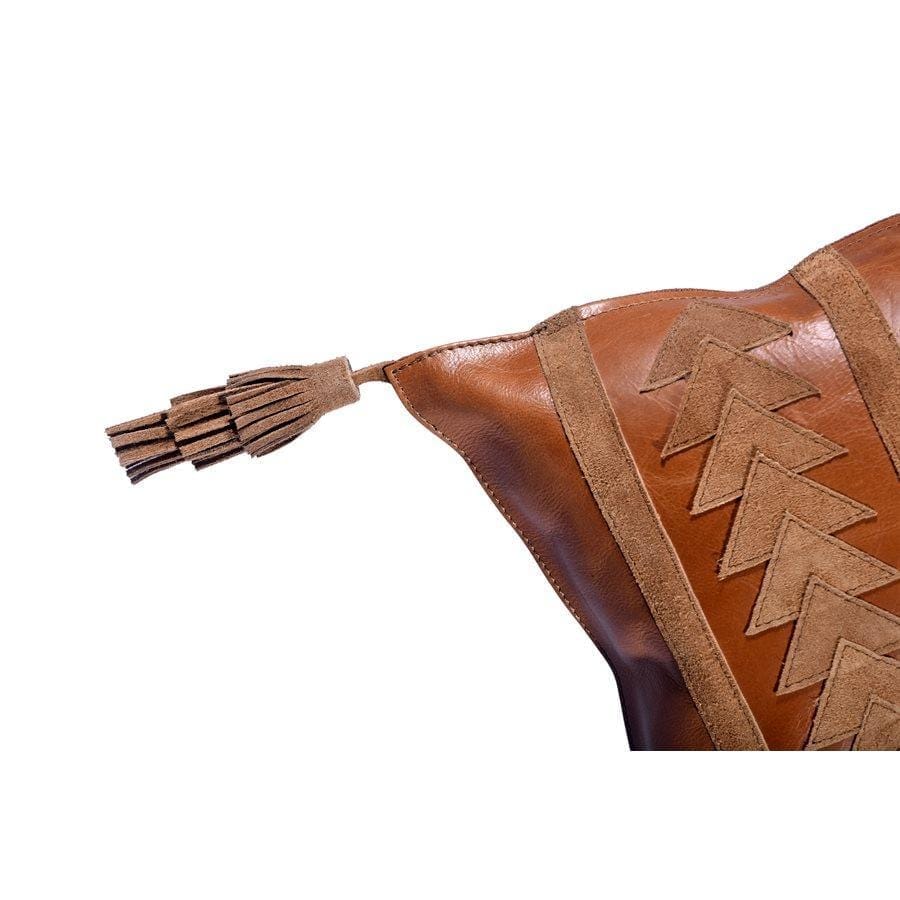Tan Leather Arrow Patch Pillow detail - Your Western Decor