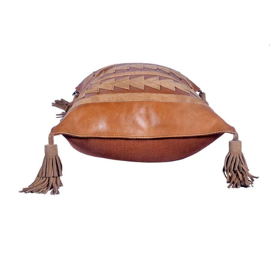 Western leather and tassels throw pillow - Your Western Decor