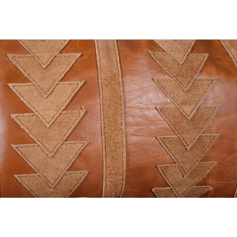 Tan Leather Arrow Patch Pillow detail - Your Western Decor