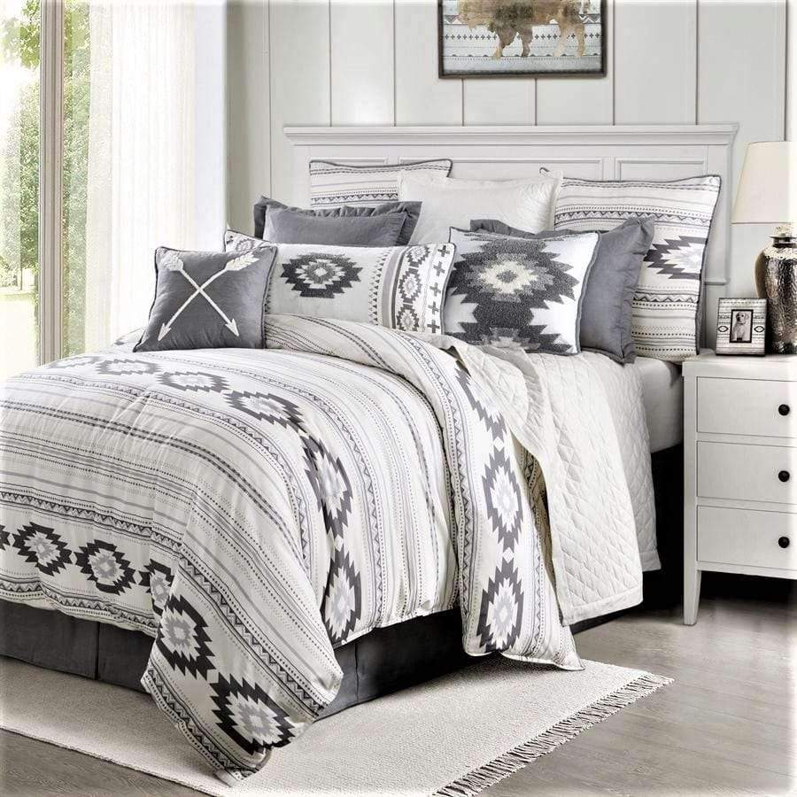White and grey, Aztec design Ash & Ice Comforter Collection. Your Western Decor, LLC