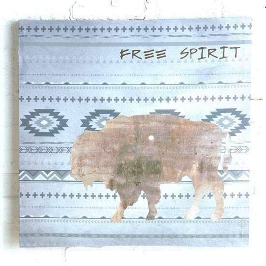 Ash & Ice white, grey Aztec print and buffalo canvas print wall decor. Your Western Decor, LLC