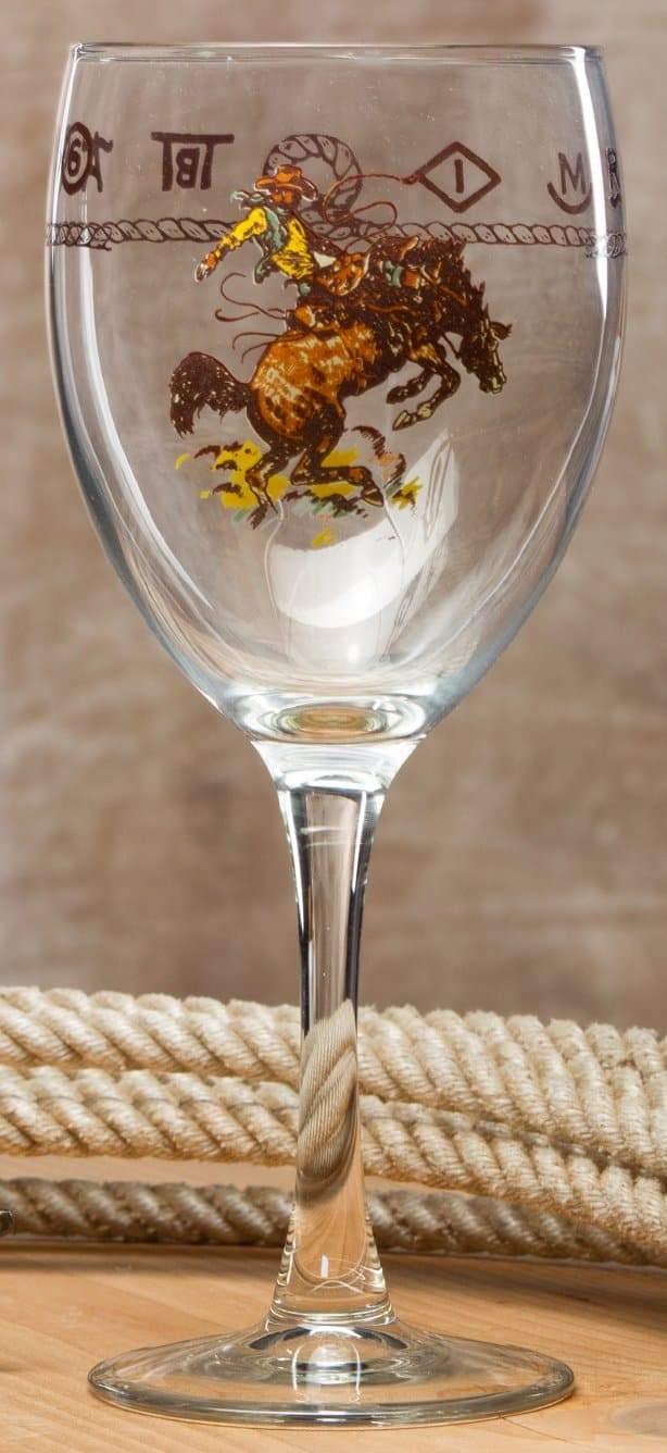 Bronc & Brands Western Wine Glasses