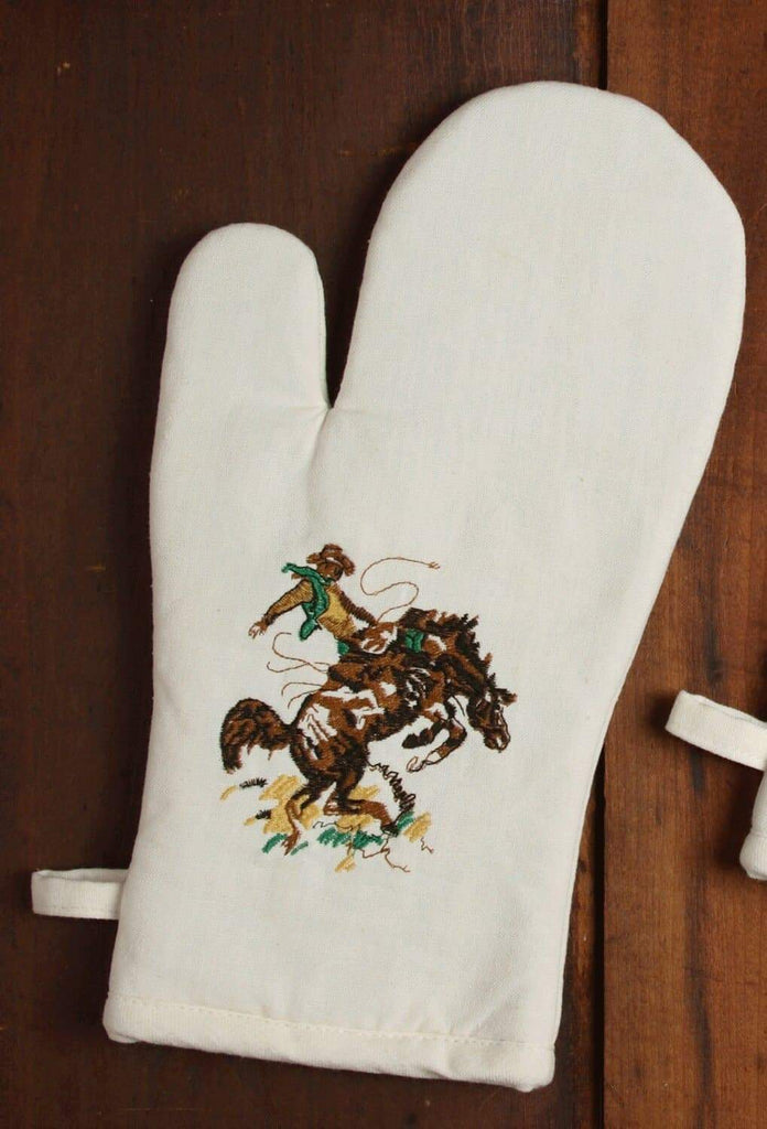 Bronc & Brands Embroidered Oven Mitts. Your Western Decor