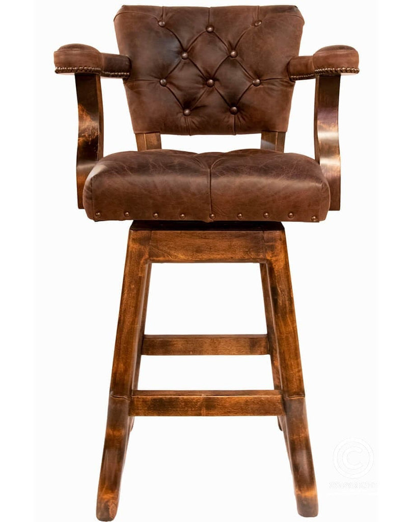 Axis Back Leather Bar Stools w/ Swivel - Your Western Decor