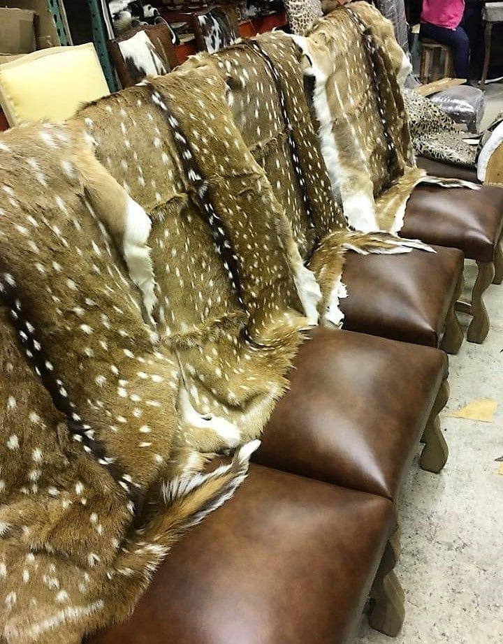 Axis deer hide upholstery dining chairs - Your Western Decor