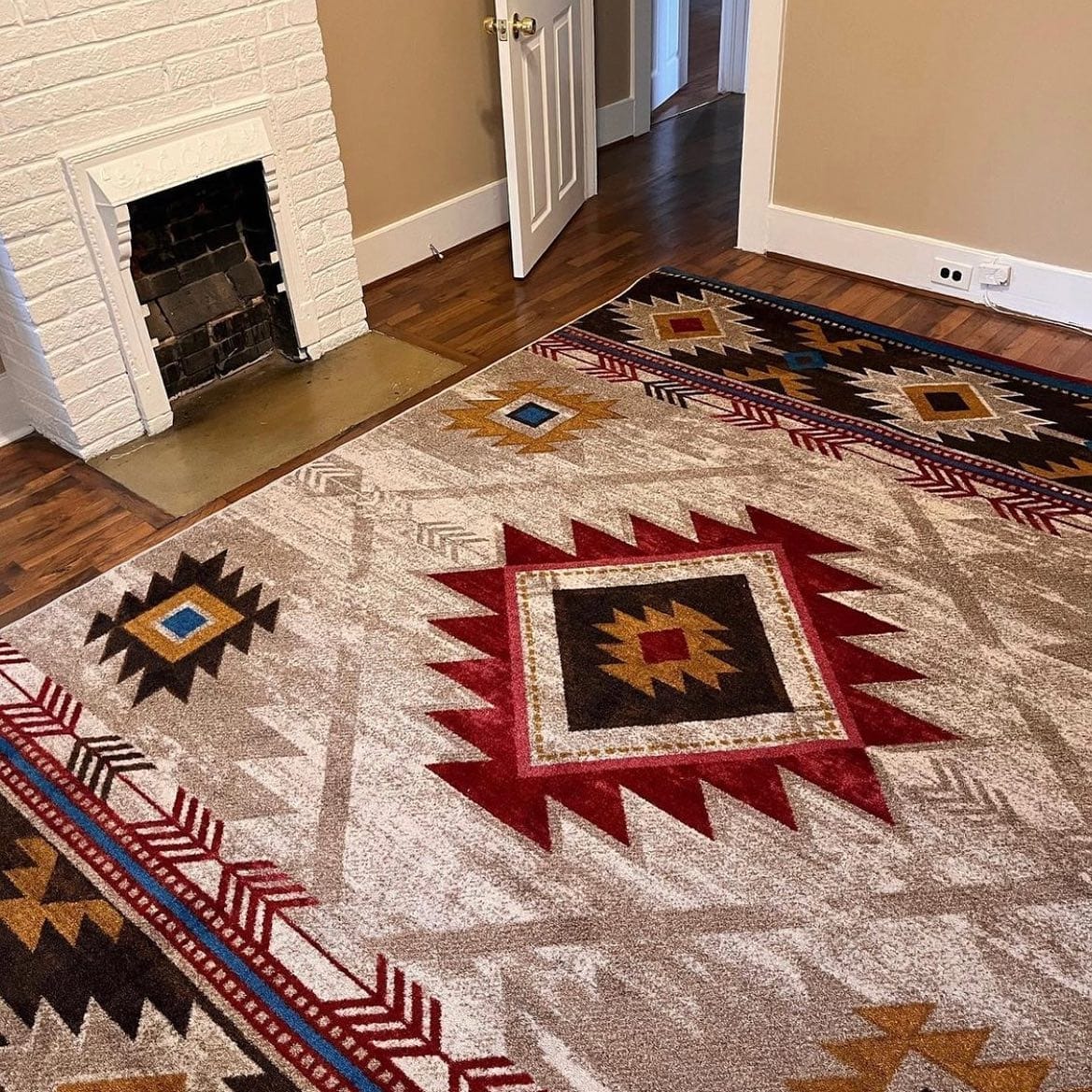 Vintage Southwestern Wool Rug / Aztec Area Rug 2024 / Native American Textile / Southwest Home Decor