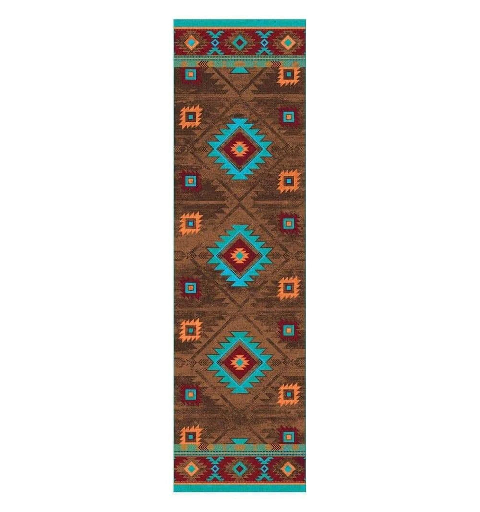 Aztec Whiskey River Floor Runner in Turquoise made in the USA - Your Western Decor