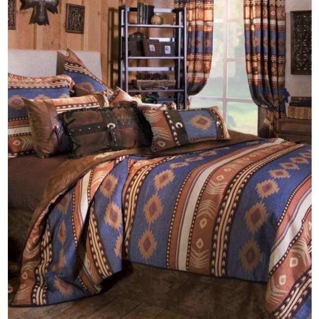 Badlands Blue Southwest Comforter Set & Curtains - Your Western Decor