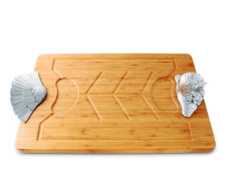 Bamboo Carving Board w/ Pewter Turkey Handles - Your Western Decor