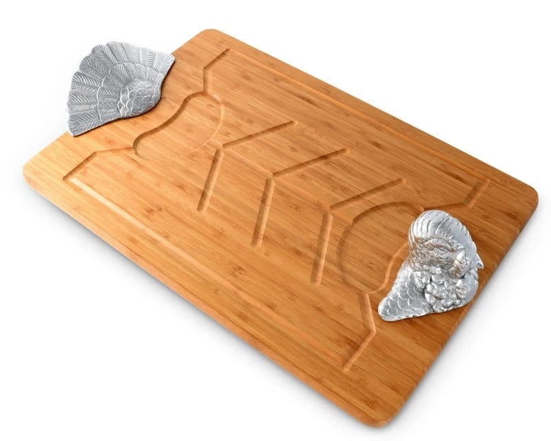 Bamboo Carving Board w/ Pewter Turkey Handles - Your Western Decor