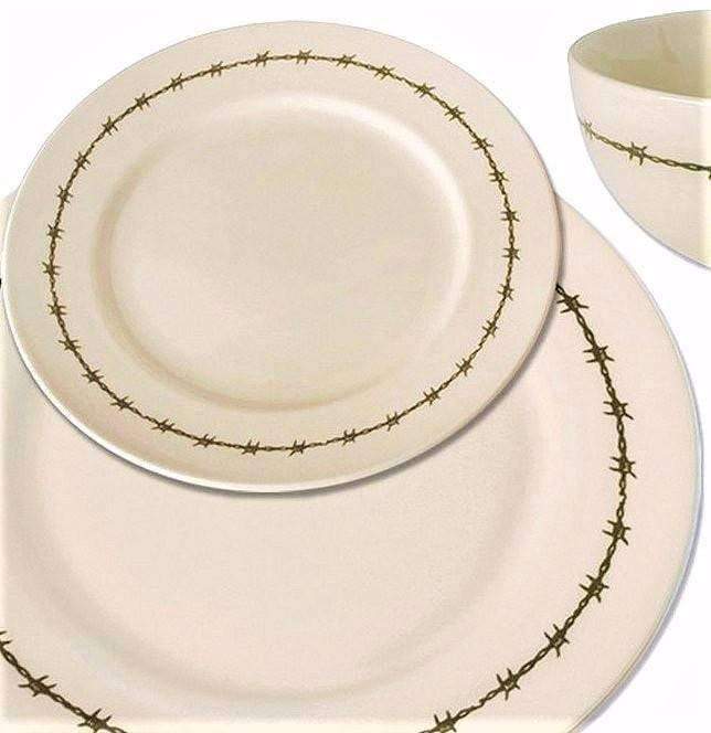 western dinnerware, ivory w/ barbed wire painting - Your Western Decor
