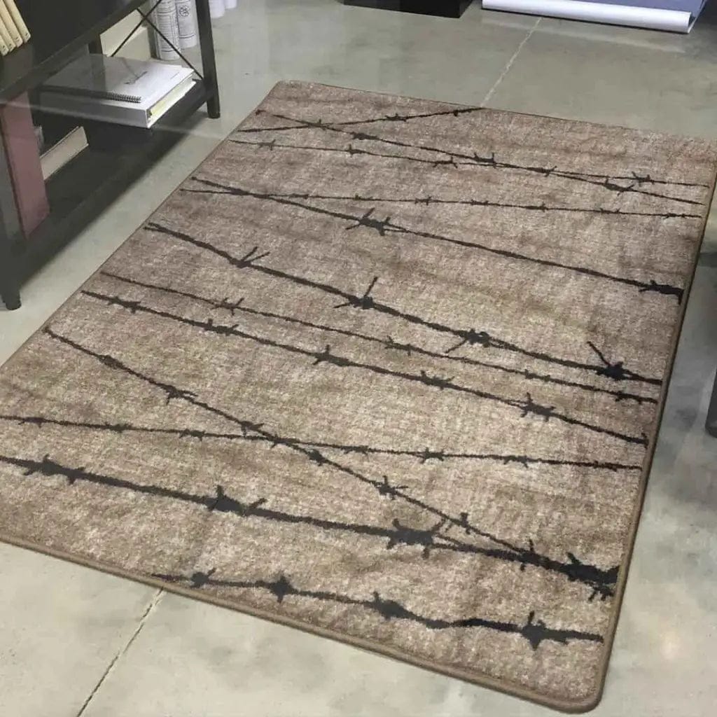 Barbed Wire Area Rug in Grey made in the USA - Your Western Decor